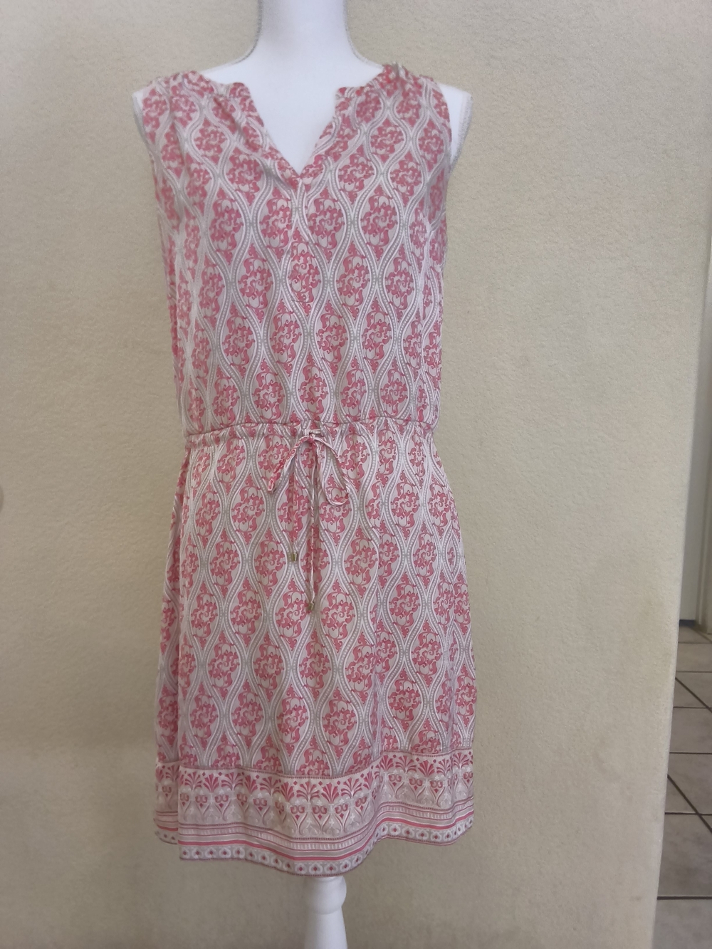 White House Black Market Pink and Cream Sleeveless Printed Mini Dress